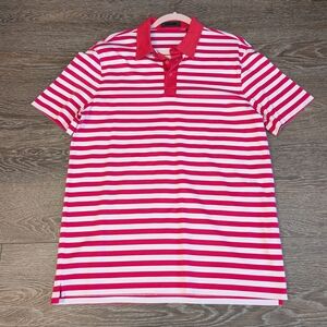 G/FORE Red and White Striped Polo Shirt